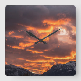 日没の火の空 スクエア壁時計
