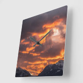 日没の火の空 スクエア壁時計 (傾斜)