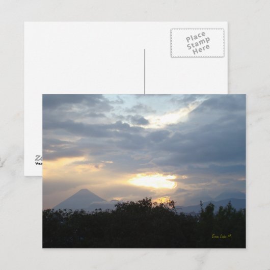 日没の火山 ポストカード (正面/裏面)