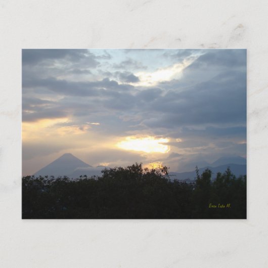 日没の火山 ポストカード (正面)