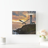 日没の灯台 スクエア壁時計 (ホーム)