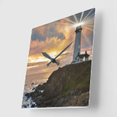 日没の灯台 スクエア壁時計 (傾斜)