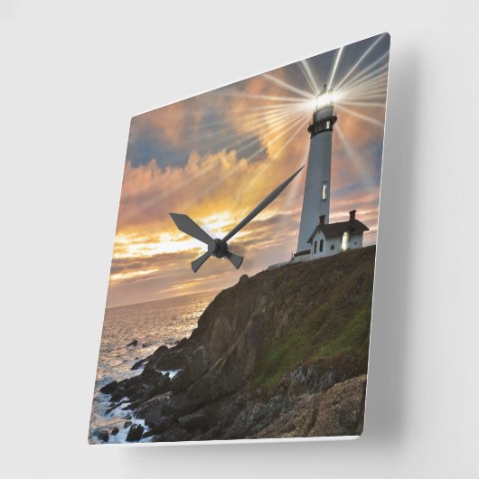 日没の灯台 スクエア壁時計 (傾斜)