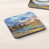 日没の熱帯ビーチのカフェ コースター (左側)