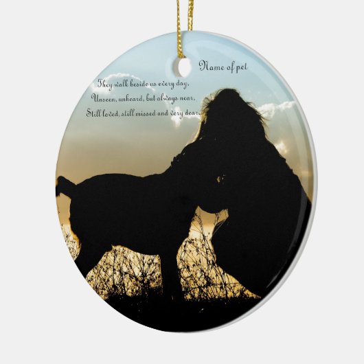日没の犬そして女性 セラミックオーナメント (左)