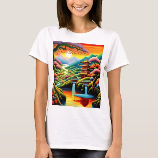 日没の神社1 Tシャツ (正面)