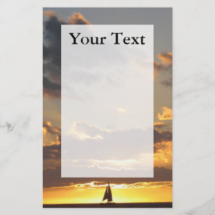 日没の筆記用紙のヨット 便箋