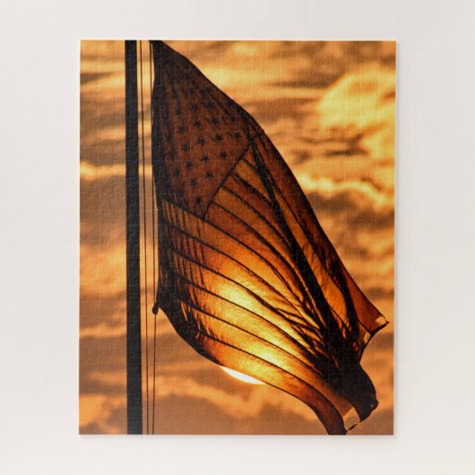 日没の米国国旗 – 16x20 - 520個。パズル ジグソーパズル (縦)