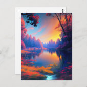 日没の美しいが森林湖で発表 ポストカード (正面/裏面)