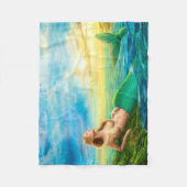 日没の美しい王女のファンタジーの人魚 フリースブランケット (正面)