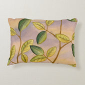 日没の背景に葉緑と黄色の アクセントクッション (裏面)