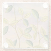 日没の背景に葉緑と黄色の ガラスコースター (裏面)