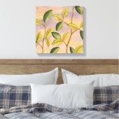 日没の背景に葉緑と黄色の キャンバスプリント (インサイチュ (寝室))