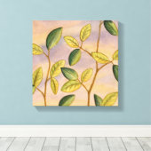 日没の背景に葉緑と黄色の キャンバスプリント (インサイチュ (ウッドフロア))