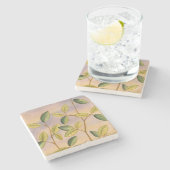 日没の背景に葉緑と黄色の ストーンコースター (横)