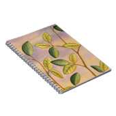 日没の背景に葉緑と黄色の ノートブック (右側)