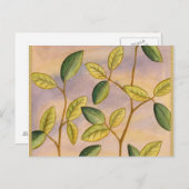 日没の背景に葉緑と黄色の ポストカード (正面/裏面)