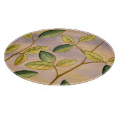 日没の背景の緑および黄色の葉 カッティングボード (角)