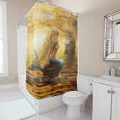 日没の背部の海洋の王女のファンタジーの人魚 シャワーカーテン (インサイチュ)