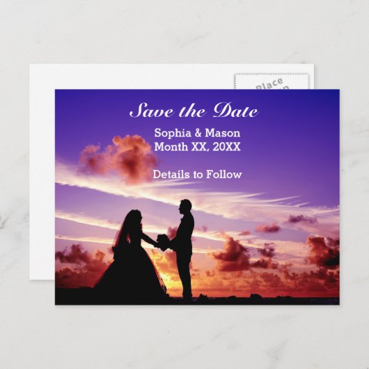 日没の花嫁と花婿はがきを保存する 案内ポストカード (正面/裏面)