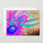 日没の草地 – 抽象芸術絵を描ズ ポストカード (正面/裏面)