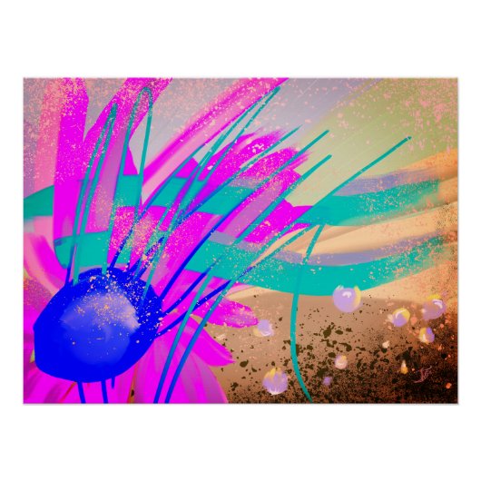 日没の草地 – 抽象芸術 ポスター (正面)