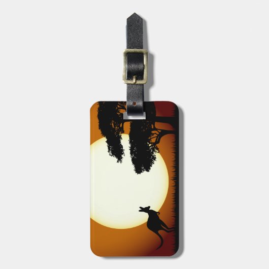 日没の荷物のラベルのカンガルー ラゲッジタグ (正面縦)