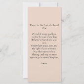 日没の葬儀記念サービスしおりカード (裏面)