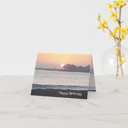 日没の誕生日の挨拶への日の出 カード (黄色い花)