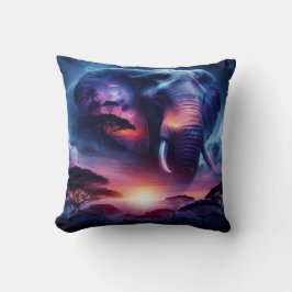 日没の象のシルエット クッション