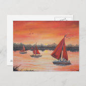 日没の赤い帆 ポストカード (正面/裏面)