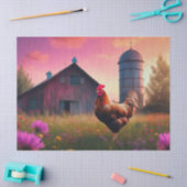 日没の農場の雄鶏 薄葉紙 (クラフト)