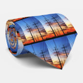 日没の送電線のタイ ネクタイ (ロール)