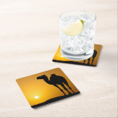 日没の野生のラクダのシルエット スクエアペーパーコースター (インサイチュ)