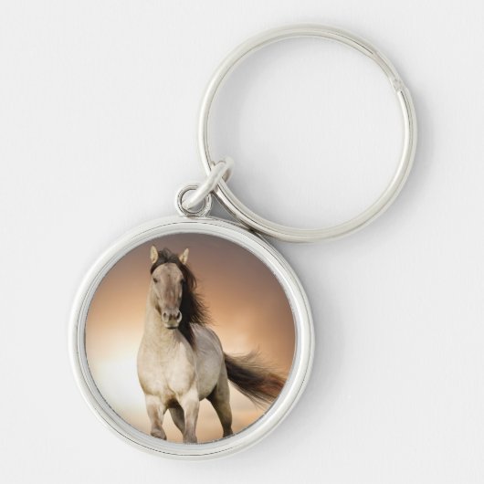 日没の野生の種馬のランニング キーホルダー (正面)