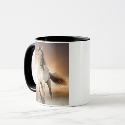 日没の野生の種馬のランニング マグカップ (正面左)
