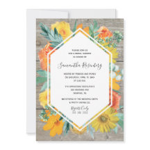 日没の開花花フレームのブライダルシャワー