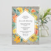 日没の開花花フレームのブライダルシャワー 招待状 (スタンド正面)