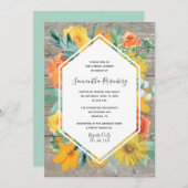 日没の開花花フレームのブライダルシャワー 招待状 (正面/裏面)