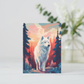 日没の間に森の中でサモエイ ポストカード (スタンド正面)