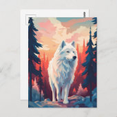 日没の間に森の中でサモエイ ポストカード (正面/裏面)