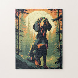 日没の間に森の中のダックスシュント ジグソーパズル