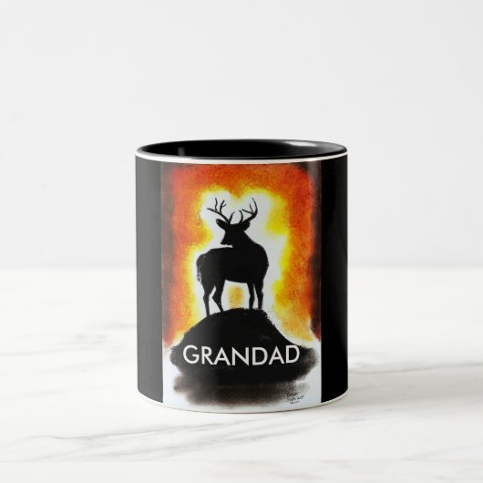 日没の雄鹿-祖父のマグ ツートーンマグカップ (中央)