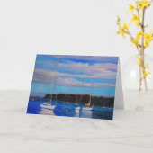日没の雲そしてボート カード (黄色い花)