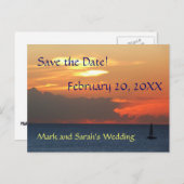 日没の雲と帆船の日付のはがきを保存 案内ポストカード (正面/裏面)