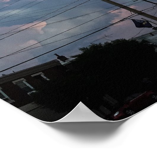 日没の雲の地写真 ポスター (角)