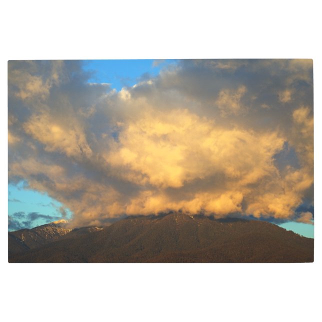 日没の雲の爆発 メタルプリント (正面)