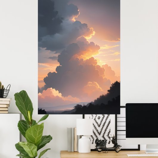 日没の雲景色 ポスター (ホームオフィス)