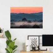 日没の霧の風景 ポスター (ホームオフィス)