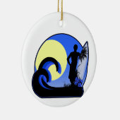 日没の青いサーファー セラミックオーナメント (右)